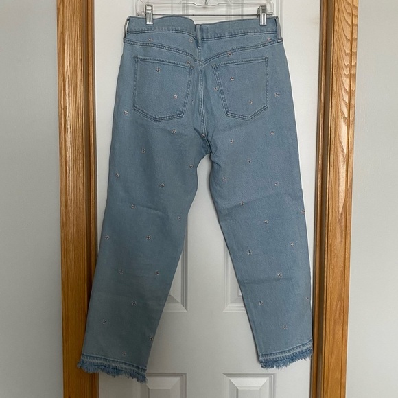Gap Flower Embroidered Girlfriend Light Wash Jeans Size 10/30 - Picture 7 of 9